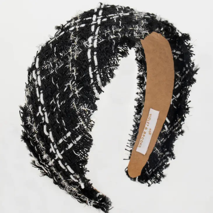 Tweed Fringe Headband -Black