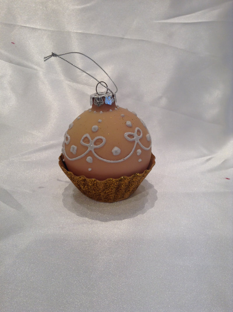 glass cupcake ornament - peach || katherine's collection