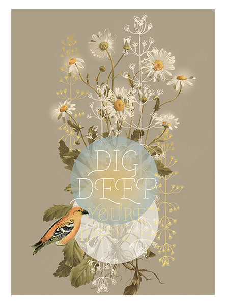 dig deep daisy 5x7 greeting card || papaya art || beautybar
