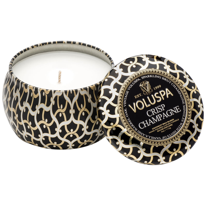 petite decorative tin candle - crisp champagne || voluspa