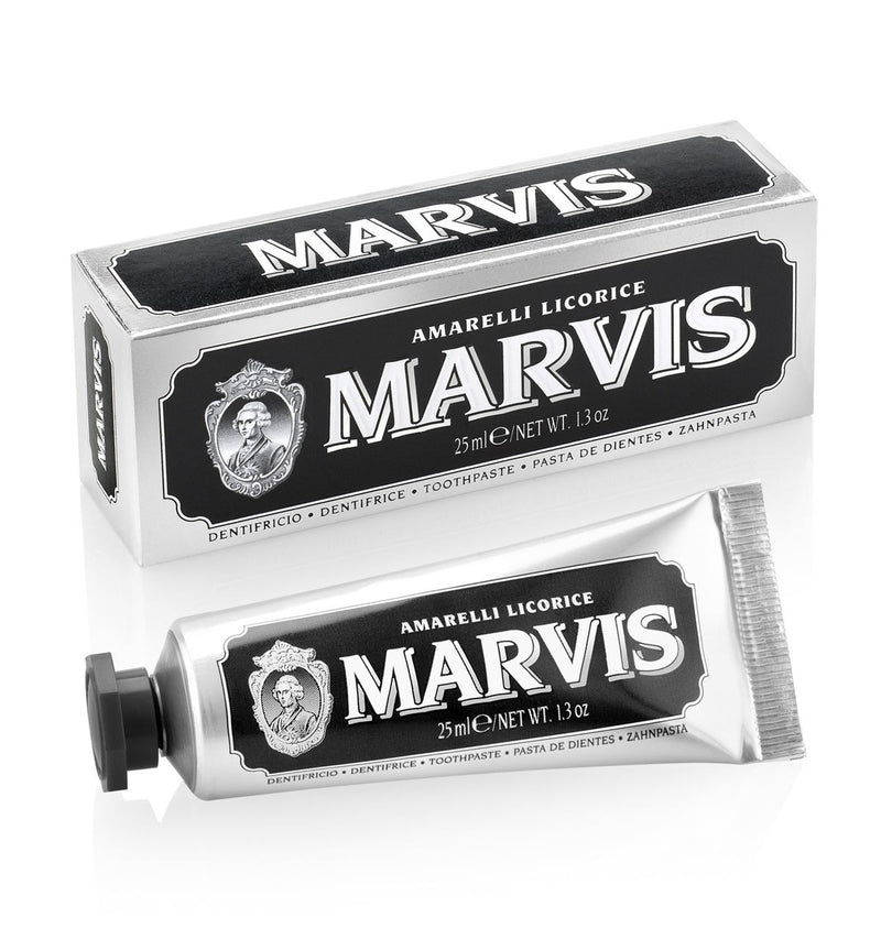 amarelli licorice travel size toothpaste || marvis